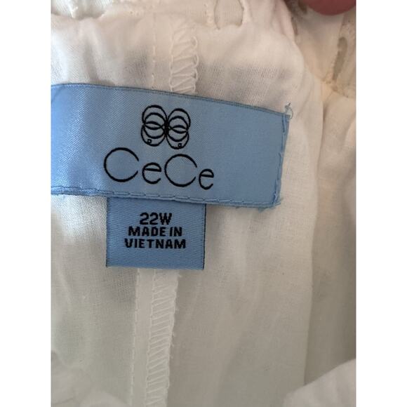 Cece Eyelet Midi A-Line Skirt Elastic Waist Lined Ivory White Women’s Plus 22W - Picture 4 of 15